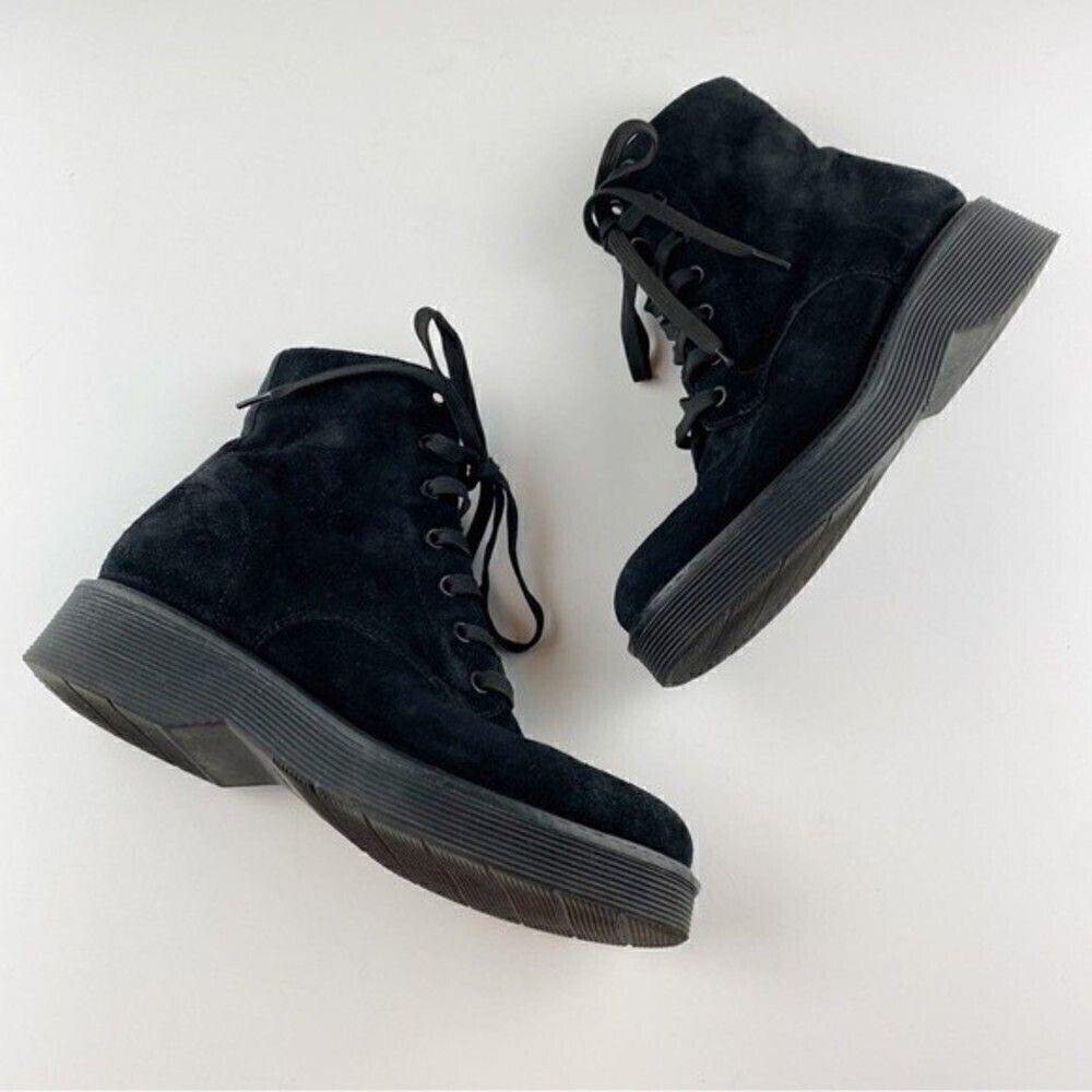 Vince Monastir Platform Lace Up Combat Boots Black Suede Size 7